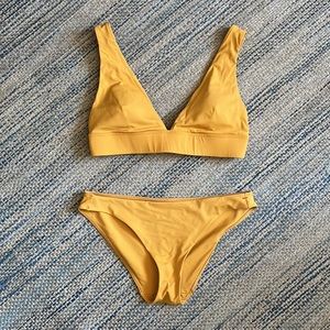 Everlane Renew Triangle Bikini, Yellow, M